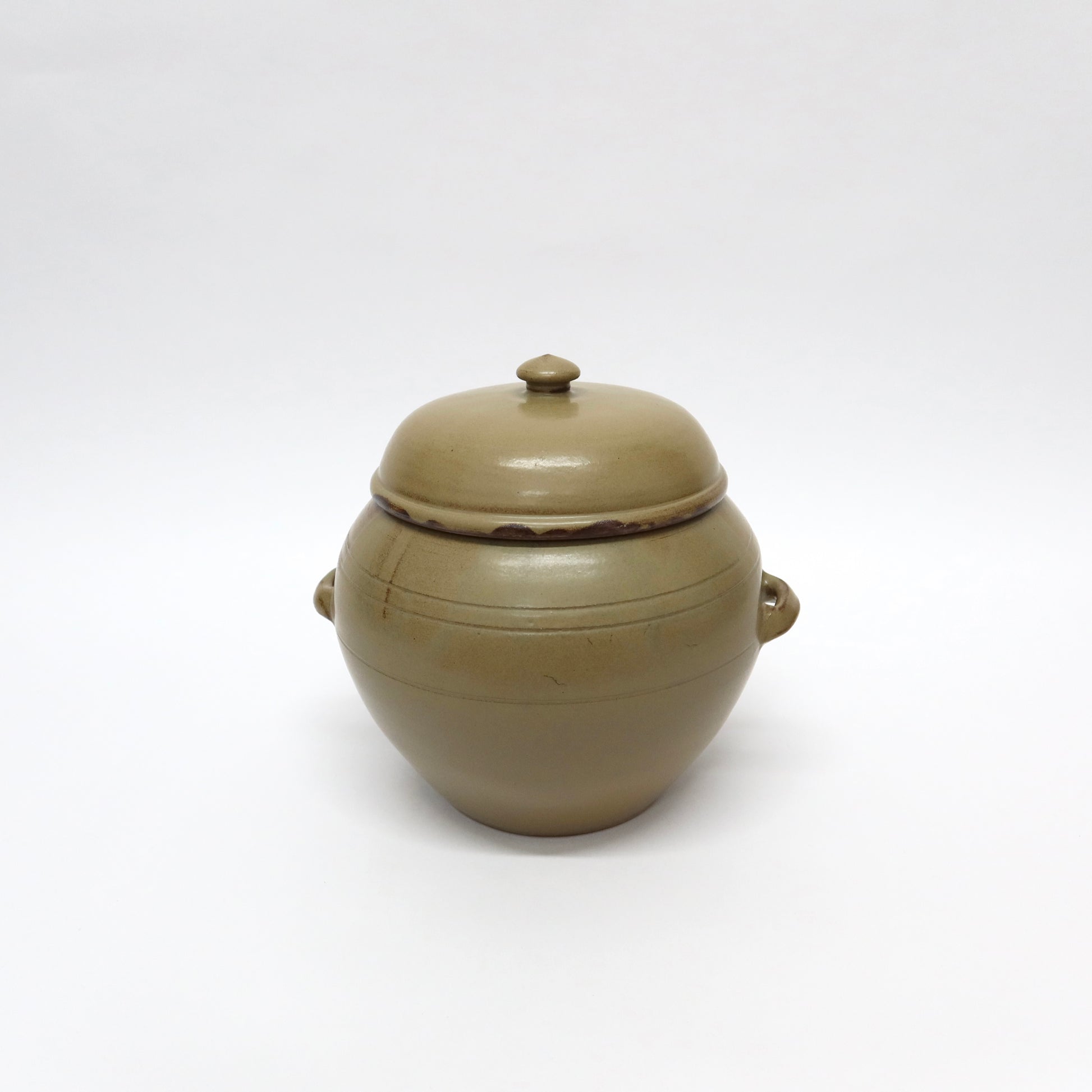Korean  Oak-Ash GlazedEarthenware Onggi Jar, &#39;Watermelon&#39; Form