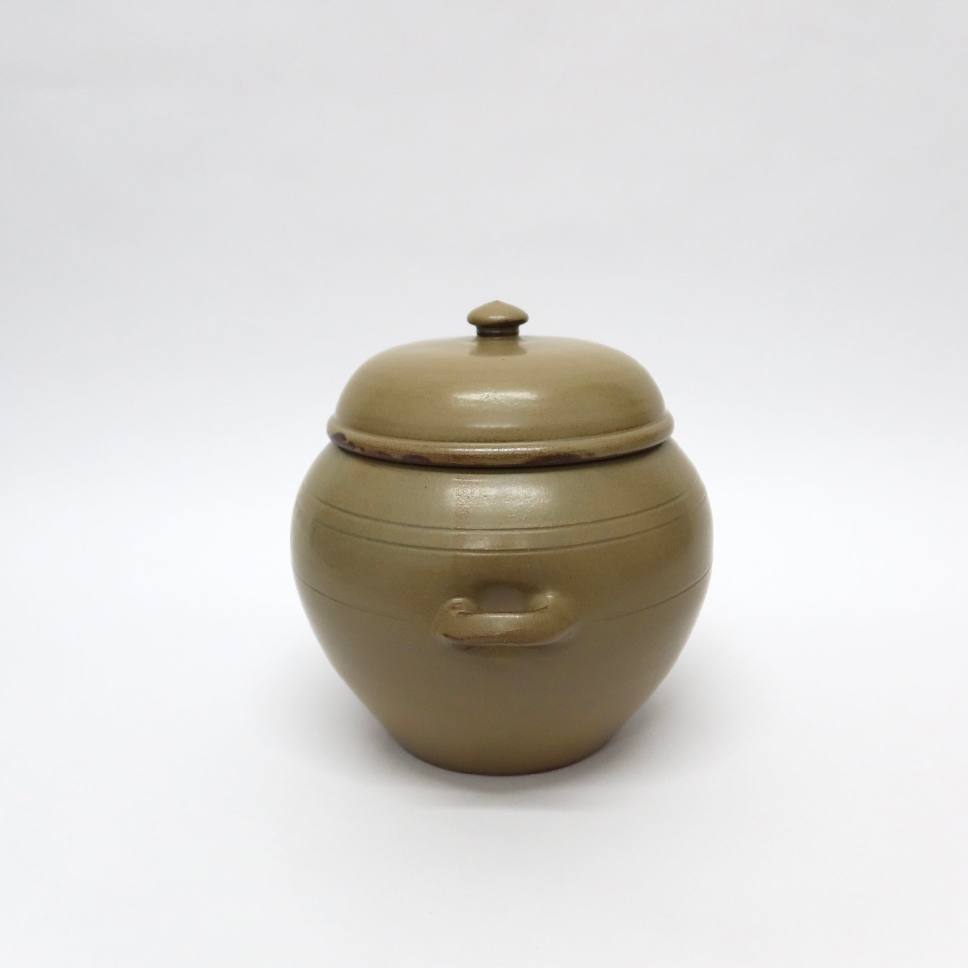 Korean  Oak-Ash GlazedEarthenware Onggi Jar, &#39;Watermelon&#39; Form