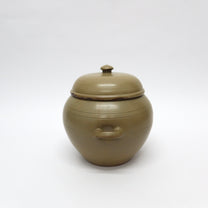 Korean  Oak-Ash GlazedEarthenware Onggi Jar, &#39;Watermelon&#39; Form