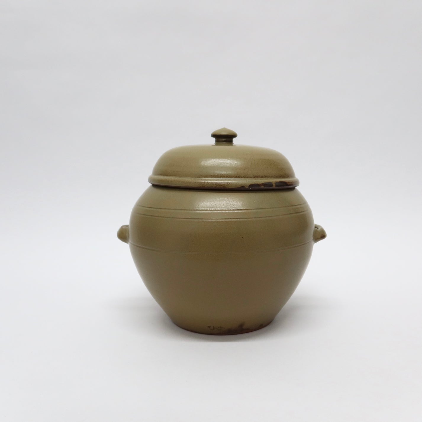 Korean  Oak-Ash GlazedEarthenware Onggi Jar, &#39;Watermelon&#39; Form
