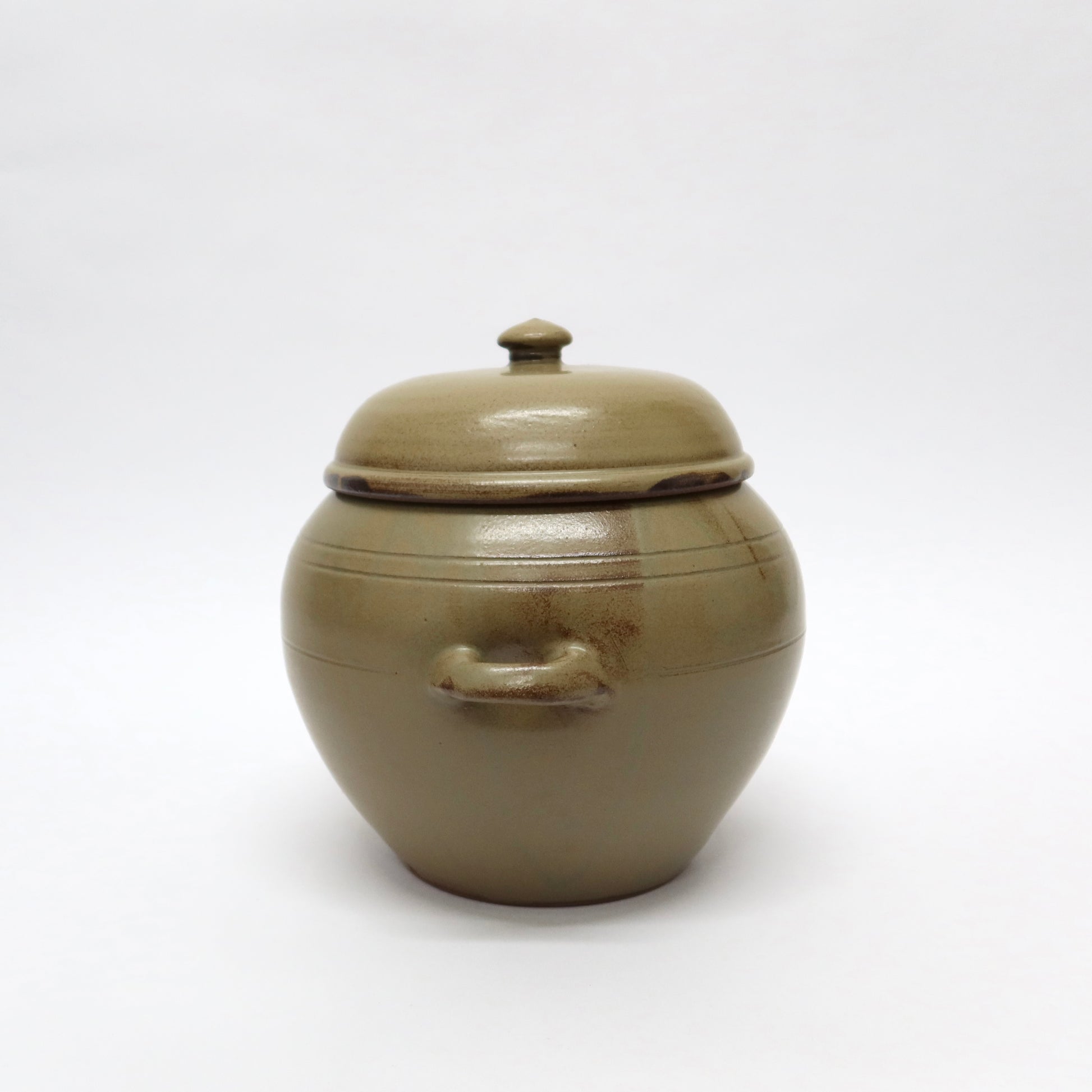 Korean  Oak-Ash GlazedEarthenware Onggi Jar, &#39;Watermelon&#39; Form