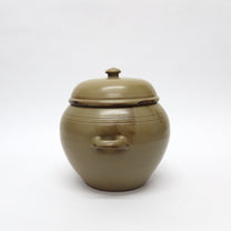 Korean  Oak-Ash GlazedEarthenware Onggi Jar, &#39;Watermelon&#39; Form