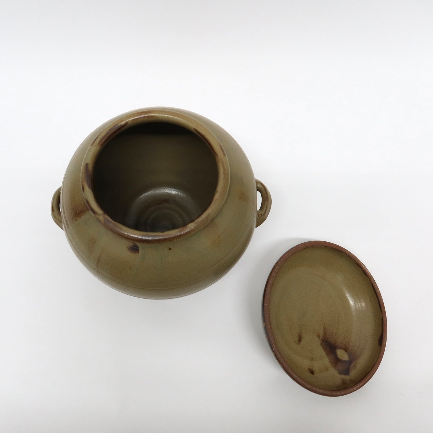 Korean  Oak-Ash GlazedEarthenware Onggi Jar, &#39;Watermelon&#39; Form