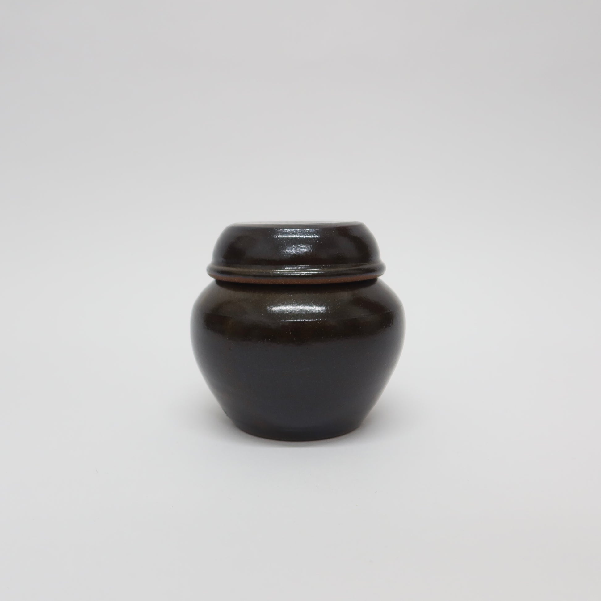 Korean Onggi Earthenware Flat Lidded Jar, 3 Sizes