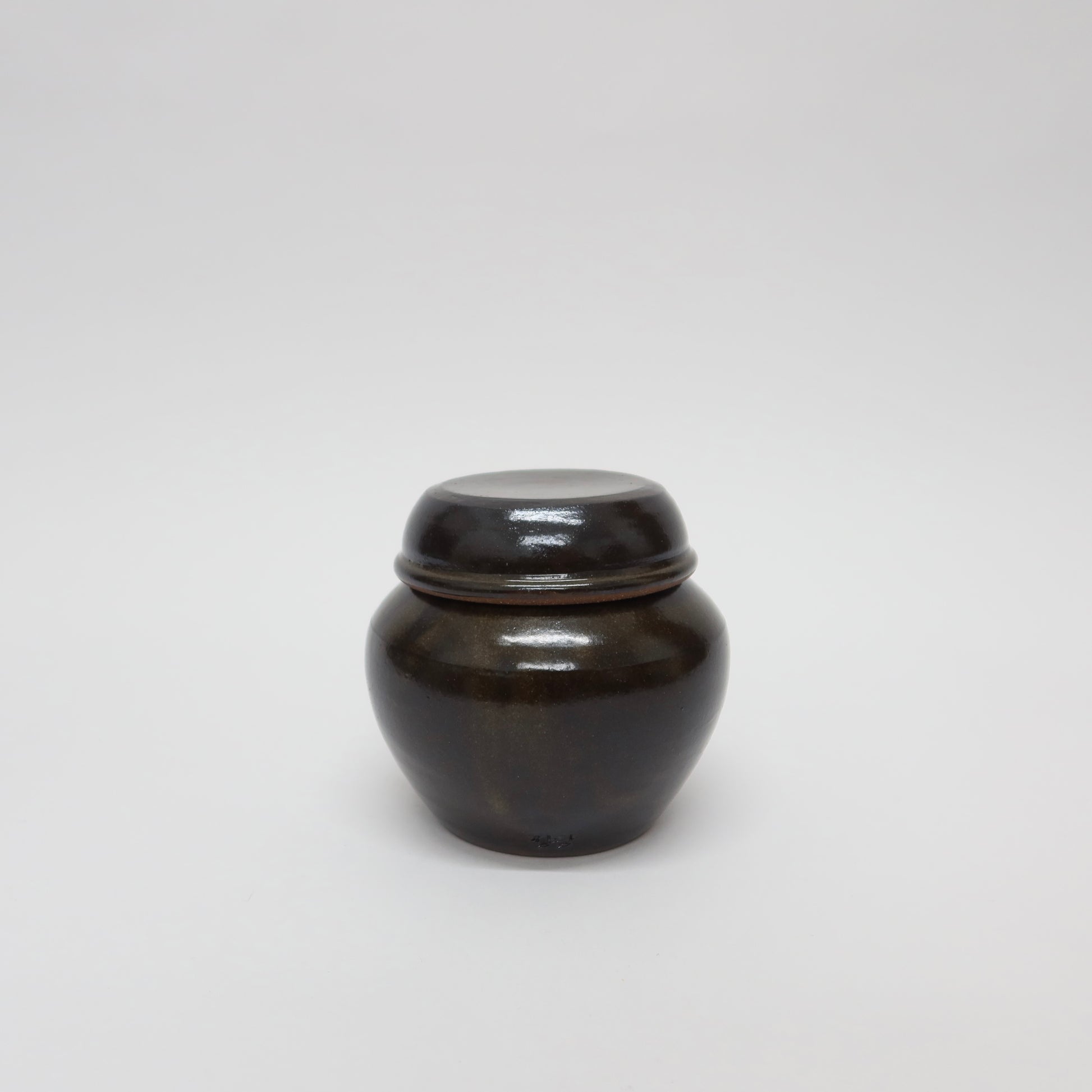 Korean Onggi Earthenware Flat Lidded Jar, 3 Sizes