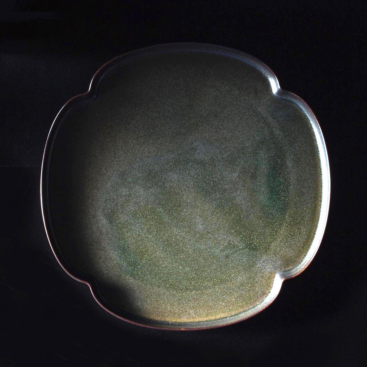 Japanese Tsudoi Shallow Plate with Iron Black Glaze
