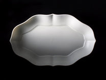 Japanese Tsudoi Long Rinka Flower Bowl, Bluish-White Glaze