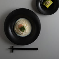 Japanese Scoop Ceramic Plates, Black, 2 sizes