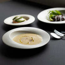 Japanese Scoop Ceramic Plates, White, 2 sizes