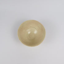 beige Korean ceramic matcha tea bowl with rokurome
