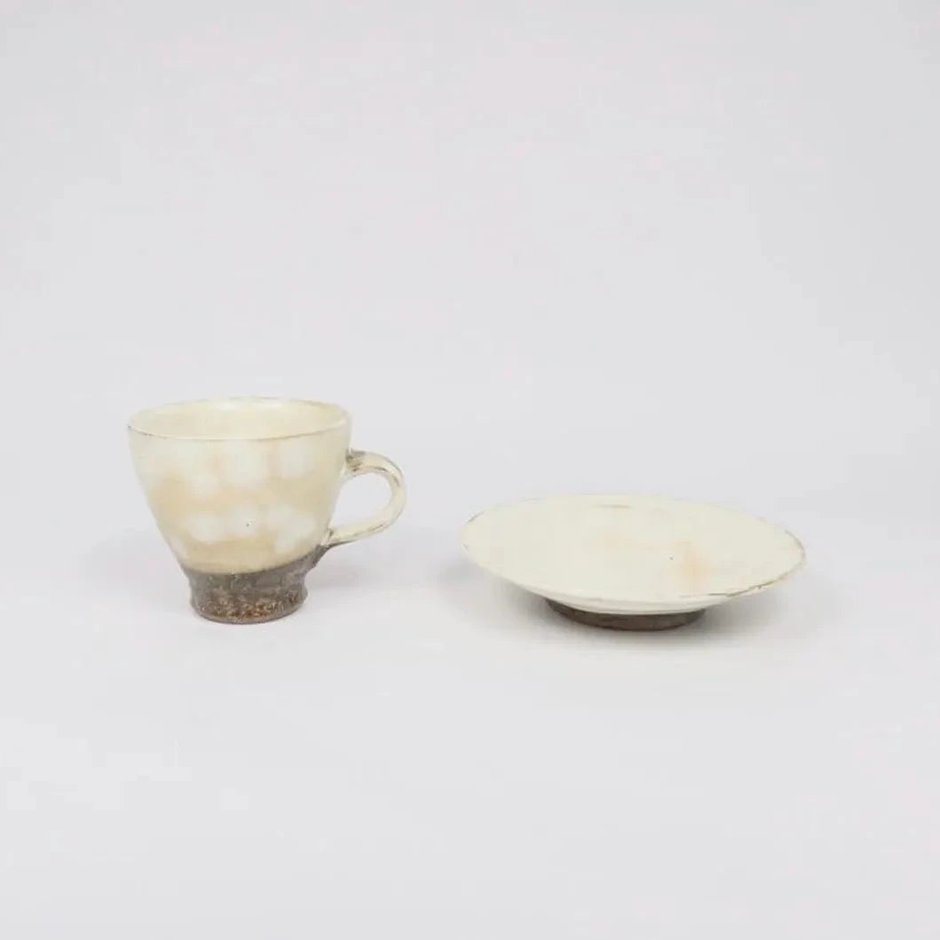 Japanese Shigaraki Gohonte Glaze Ceramic Mug &amp; Saucer Set