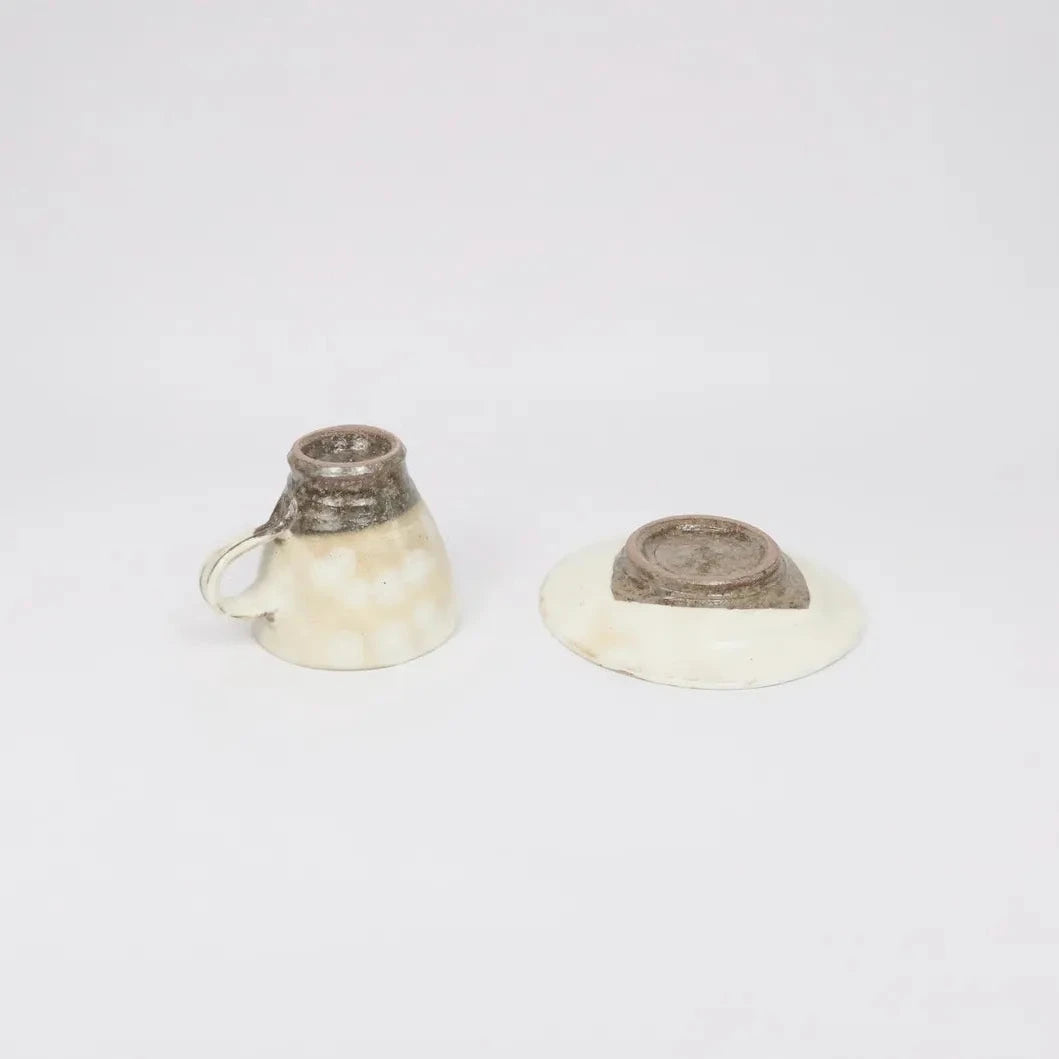 Japanese Shigaraki Gohonte Glaze Ceramic Mug &amp; Saucer Set
