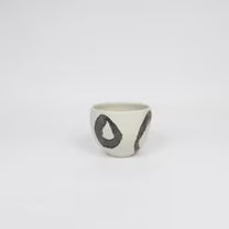 Japanese Shigaraki Dimpled Tea Cup with Iron-Oxide Brushwork