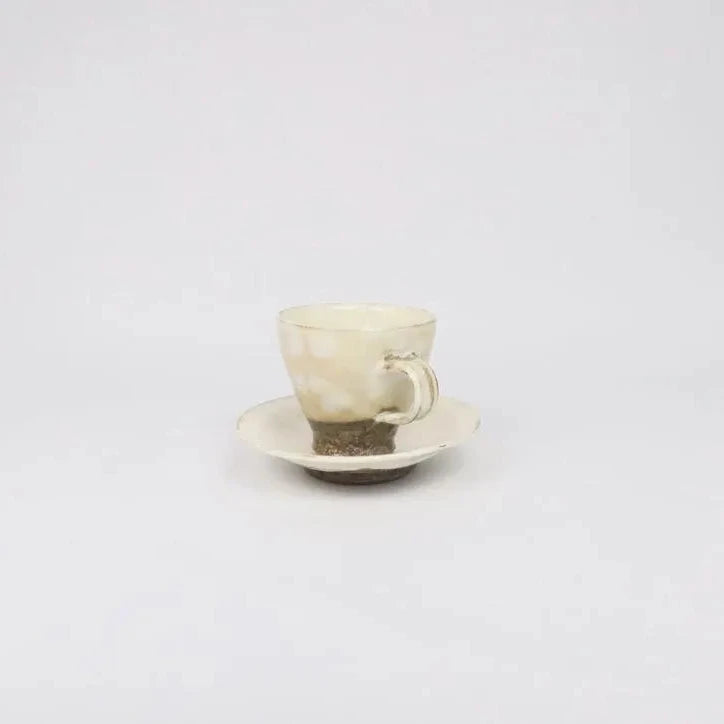 Japanese Shigaraki Gohonte Glaze Ceramic Mug &amp; Saucer Set