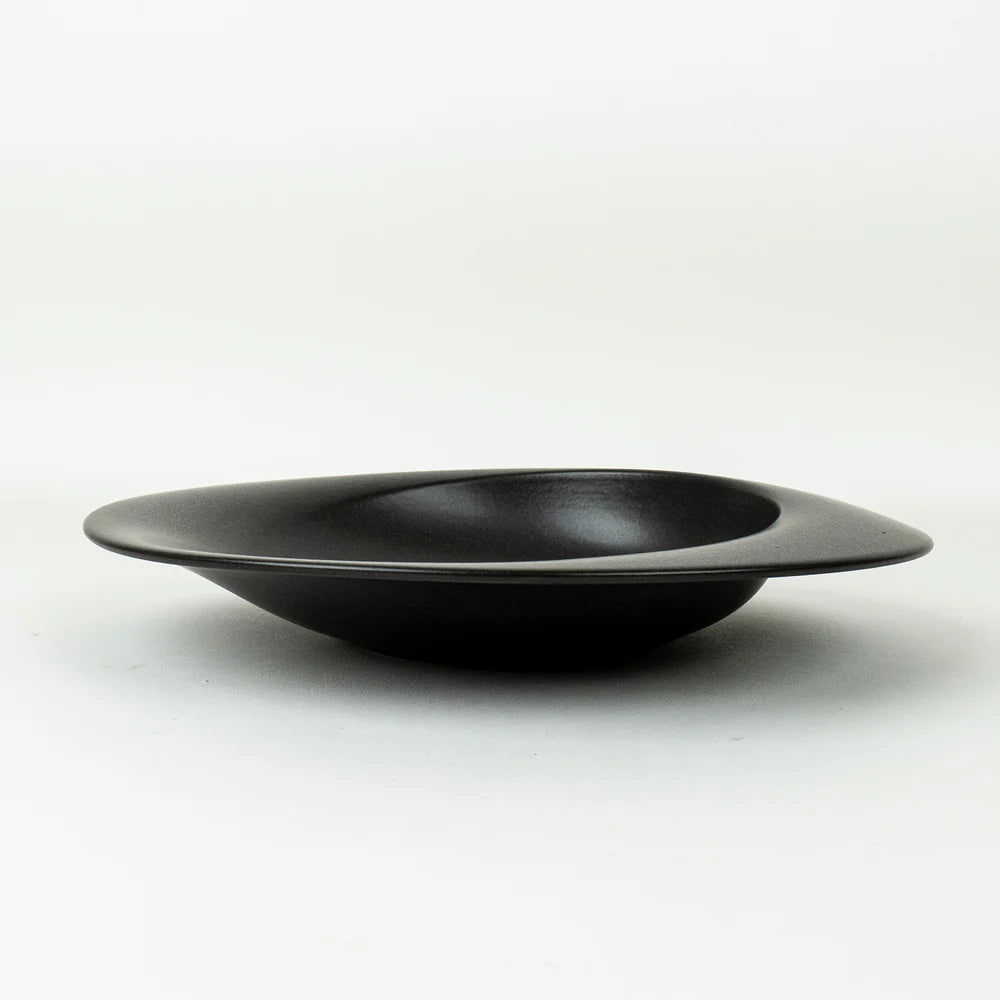 Japanese Scoop Ceramic Plates, Black, 2 sizes