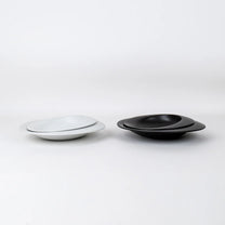 Japanese Scoop Ceramic Plates, White, 2 sizes