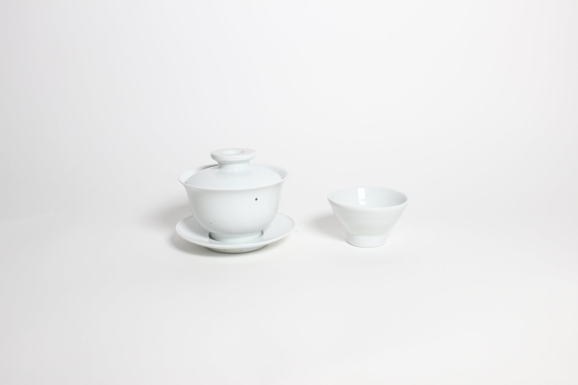 Korean Baekja White Porcelain Lidded Gaiwan Tea Brewing Cup