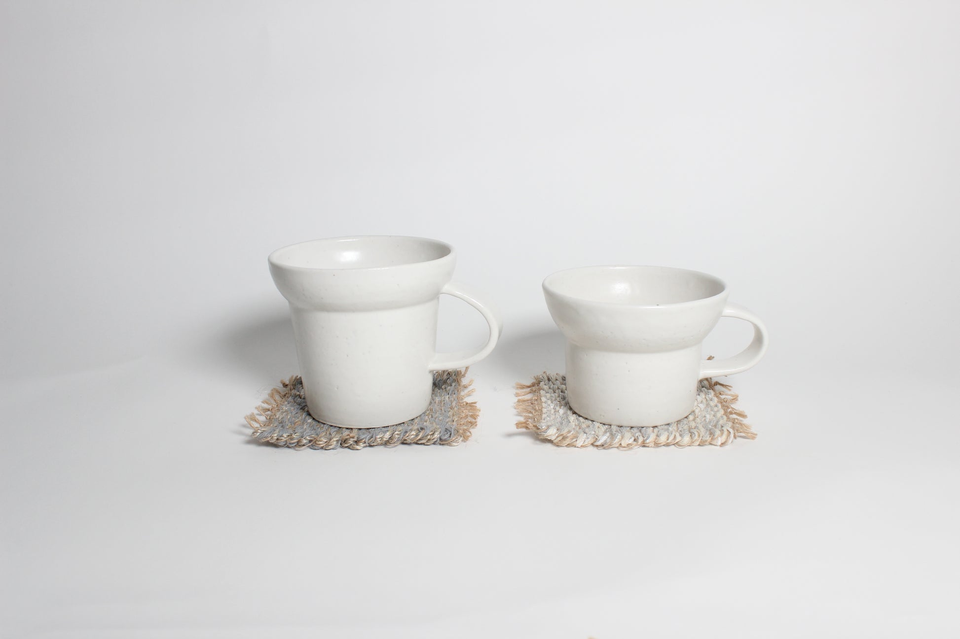 Hand-knitted tweed coaster set