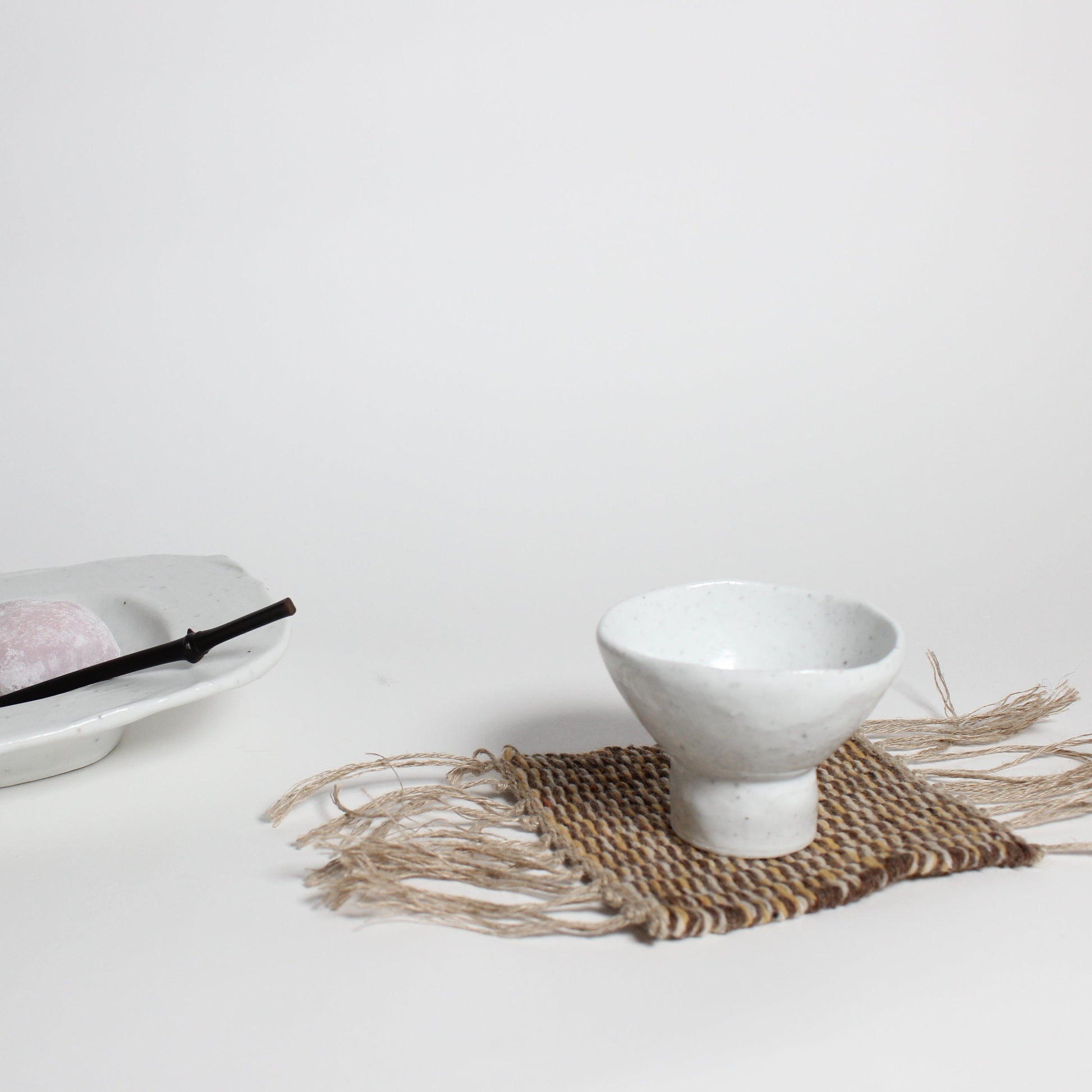 Korean Speckled White Ceramic Tea Cup