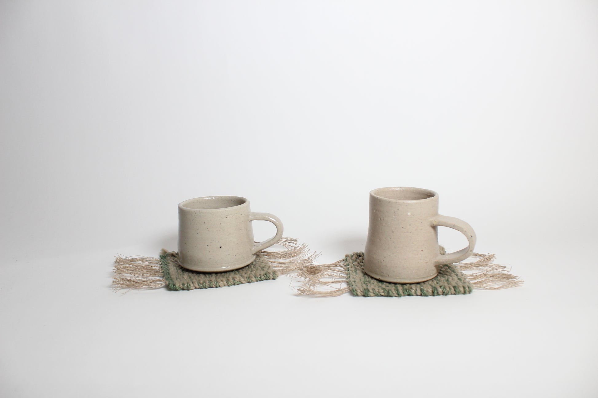 Korean Hand-knitted Tweed Coaster Set, Sage Green