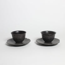 Korean Heugja Ceramic Tea Cup &amp; Floral Saucer
