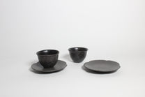 Korean Heugja Ceramic Tea Cup &amp; Floral Saucer