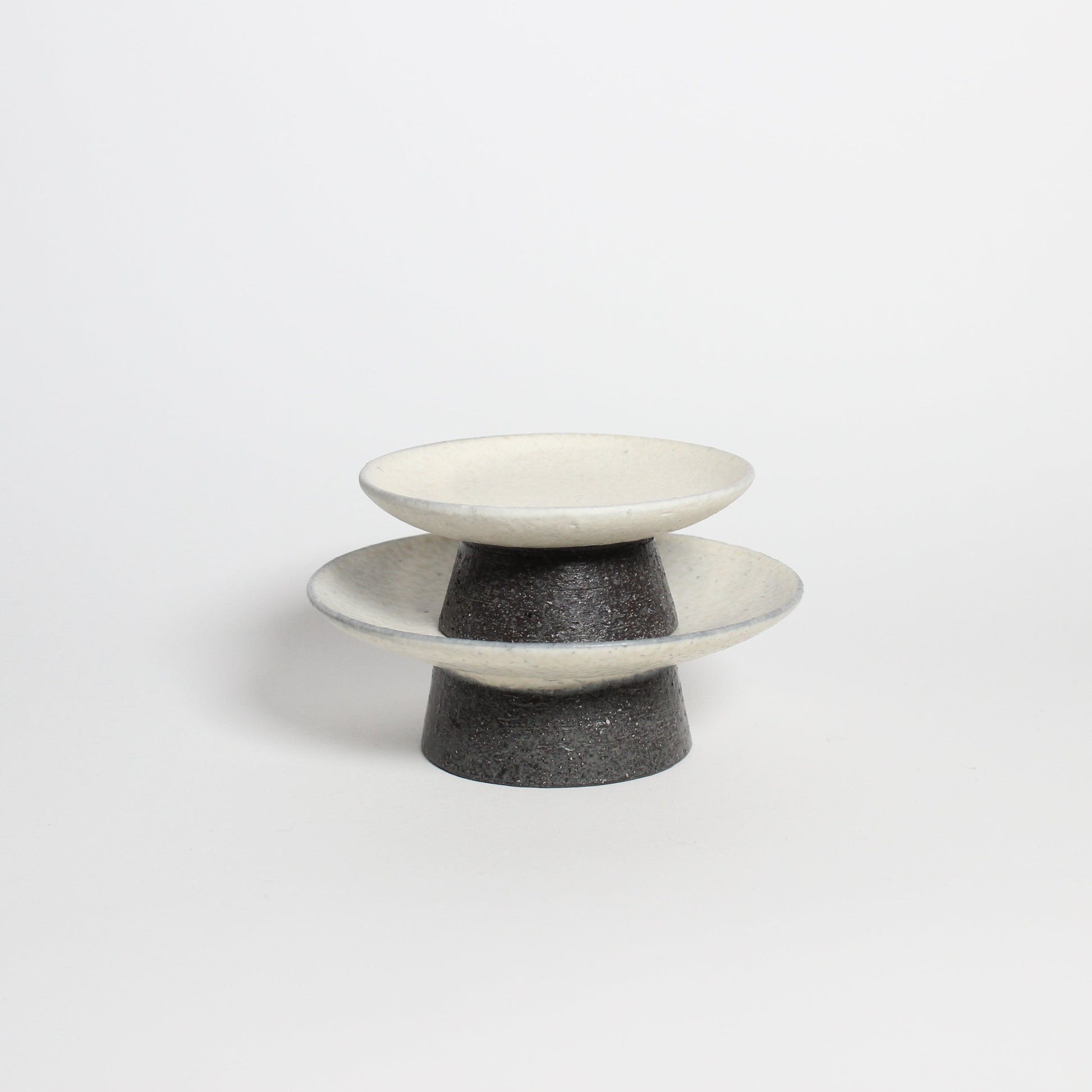 Korean buncheong ceramic highstand plates