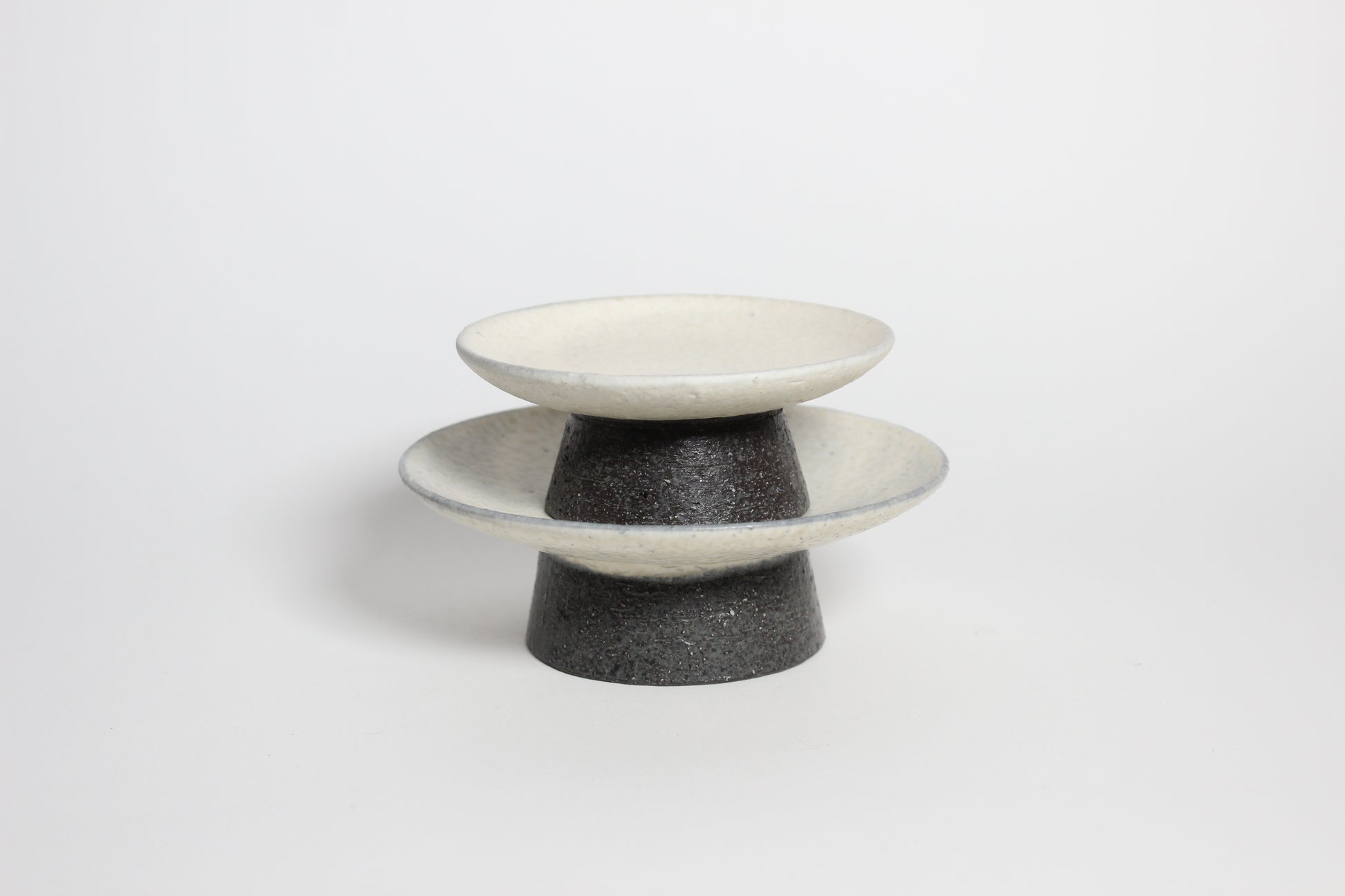 Korean buncheong ceramic highstand plates