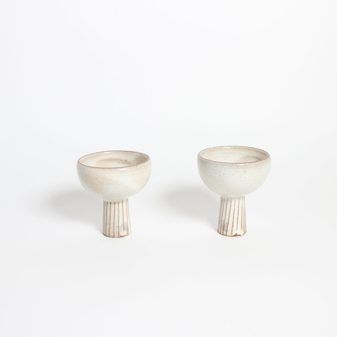 Korean Buncheong Ceramic High-Footed Cup, Carved Stem