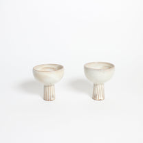 Korean Buncheong Ceramic High-Footed Cup, Carved Stem