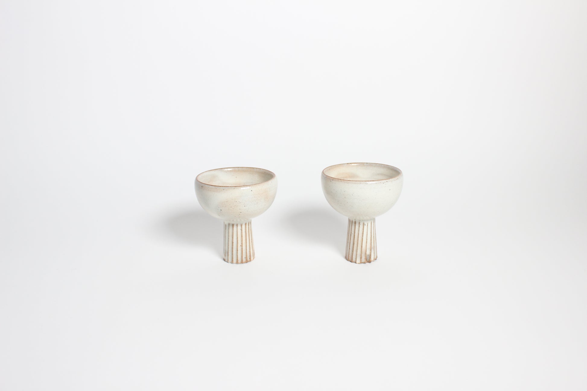 Korean Buncheong Ceramic High-Footed Cup, Carved Stem