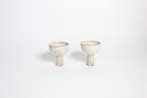 Korean Buncheong Ceramic High-Footed Cup, Carved Stem