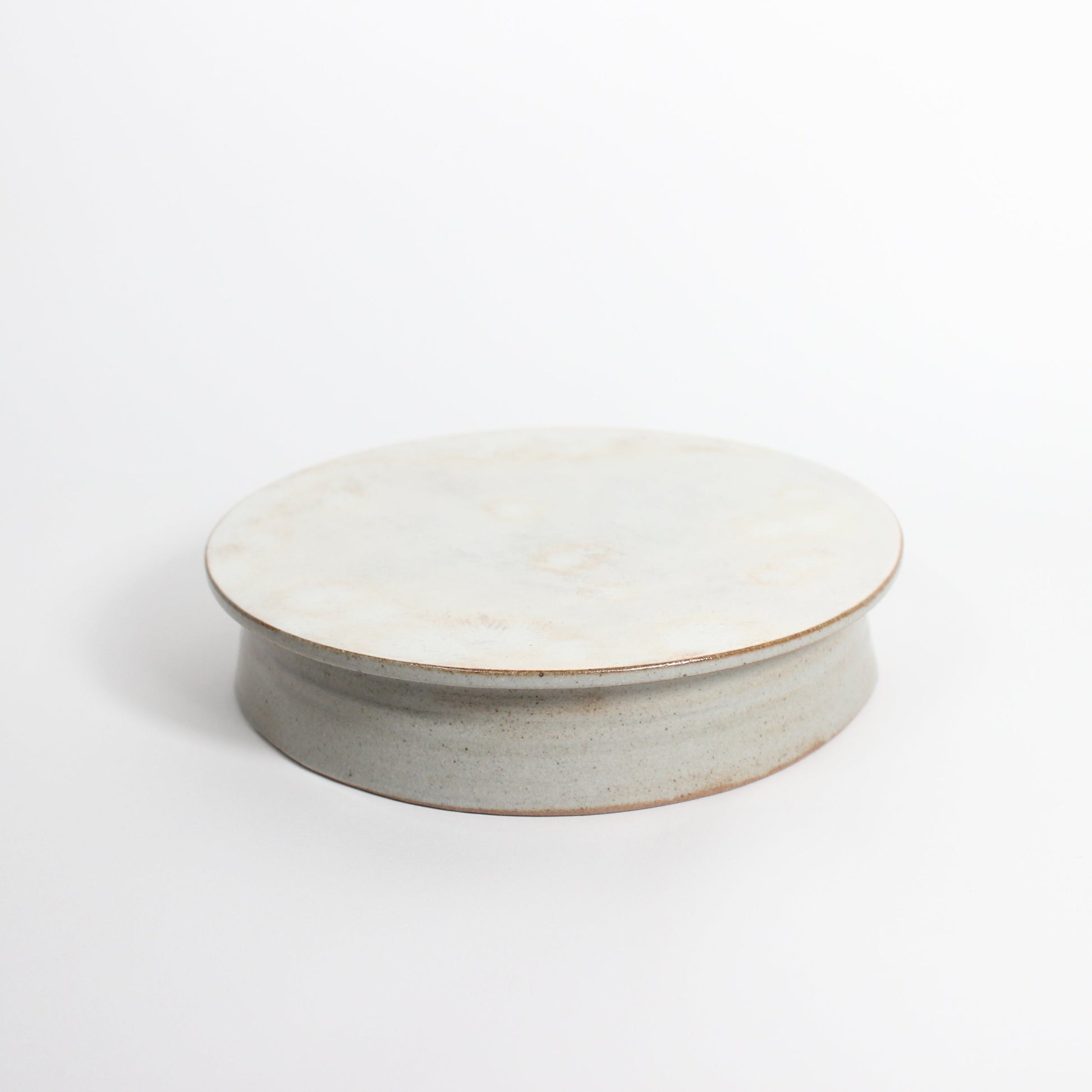 Korean Buncheong Ceramic Highstand Round Plate, 7.25&quot;