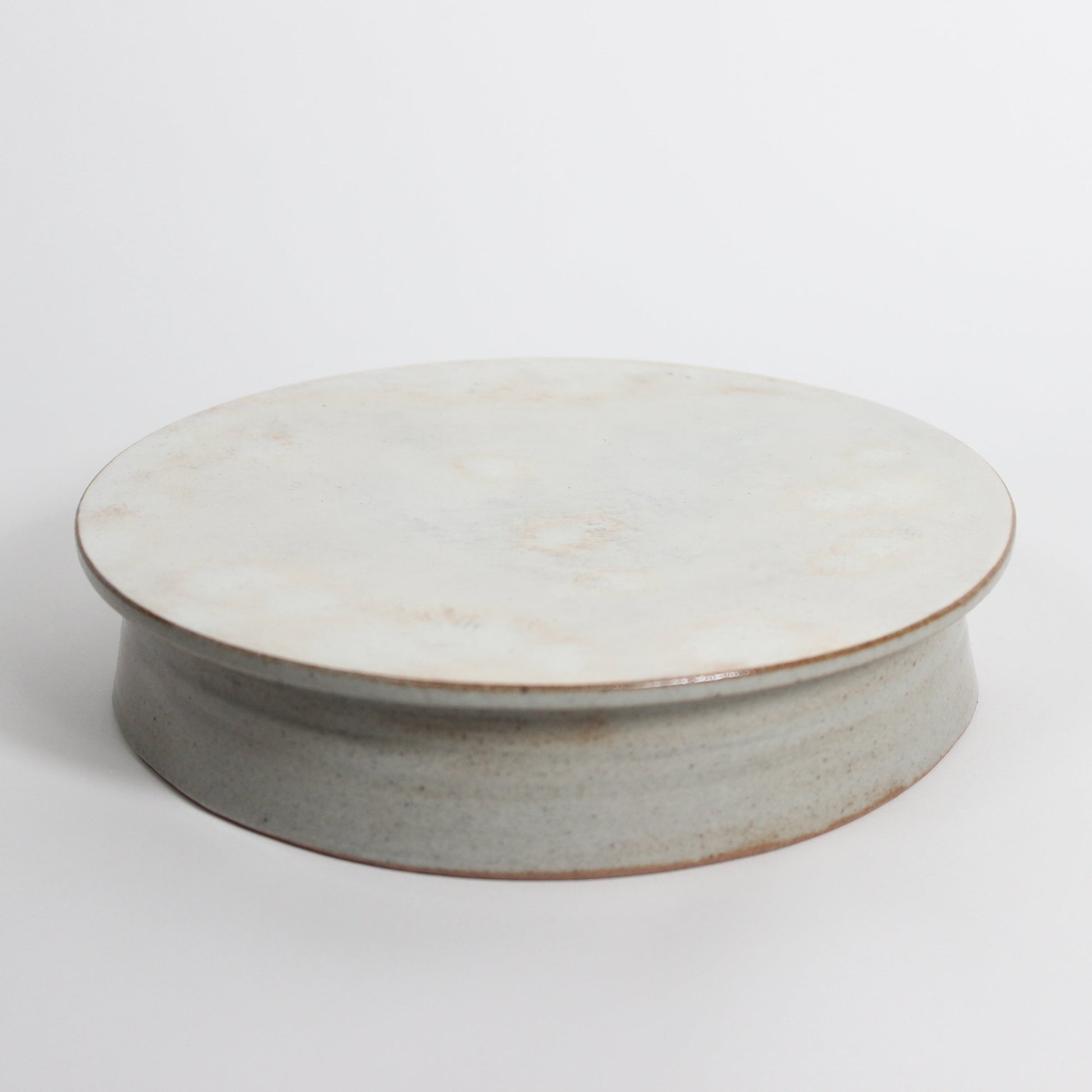 Korean Buncheong Ceramic Highstand Round Plate, 7.25&quot;