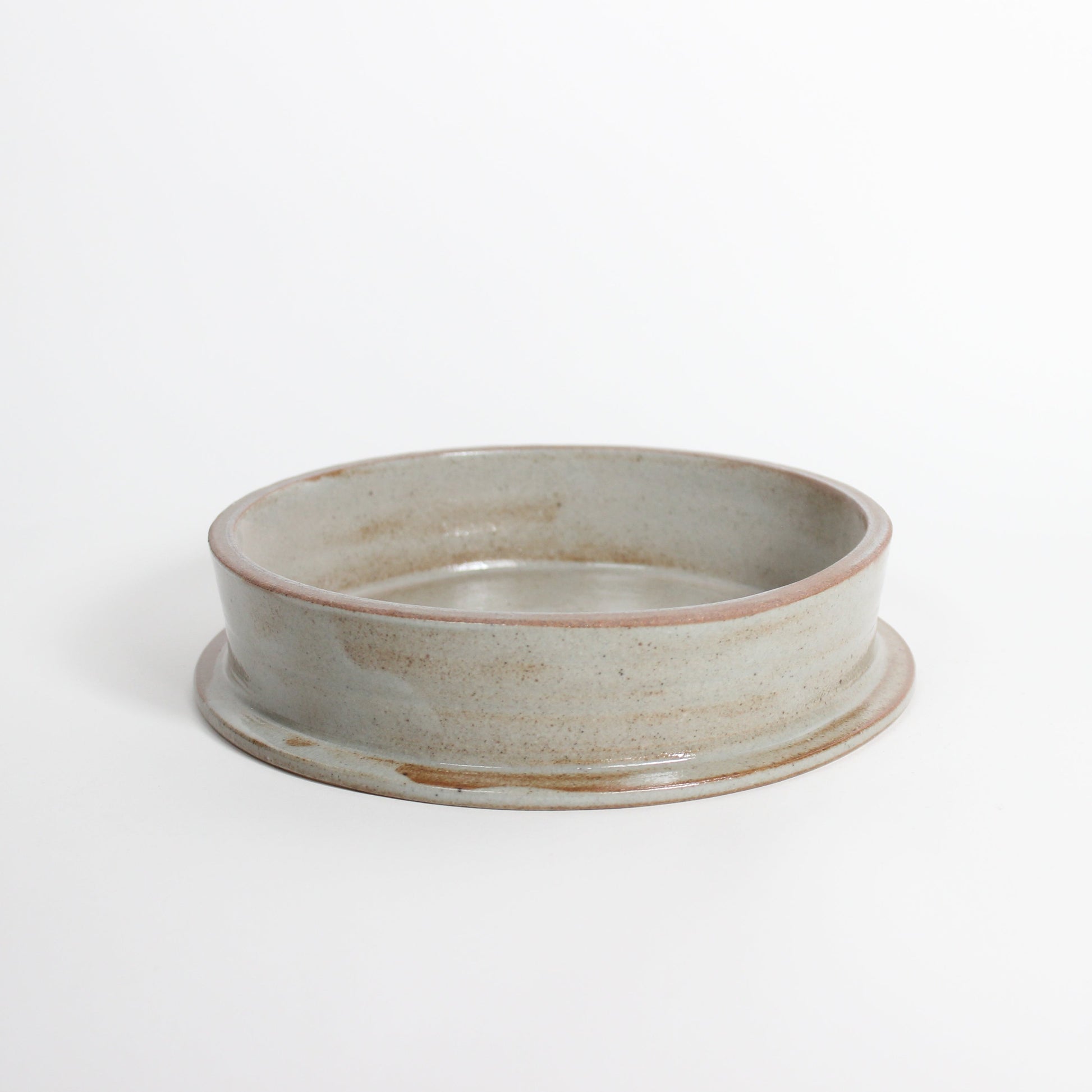 Korean Buncheong Ceramic Highstand Round Plate, 7.25&quot;