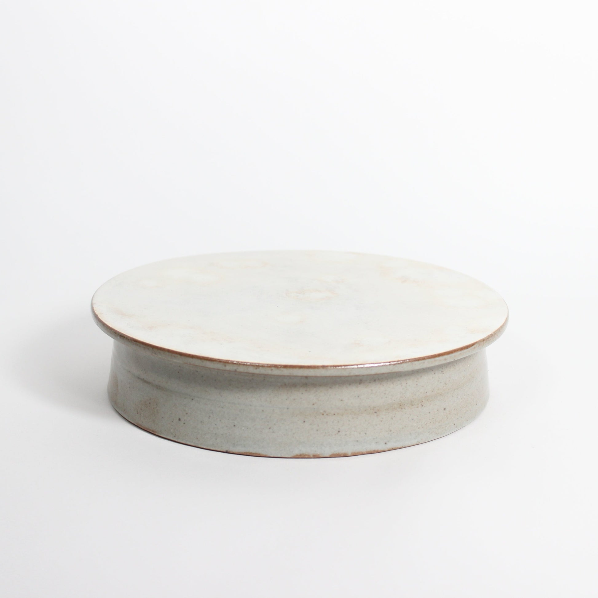 Korean Buncheong Ceramic Highstand Round Plate, 7.25&quot;