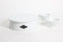 Korean Baekja White Porcelain Highstand Round Plates, L