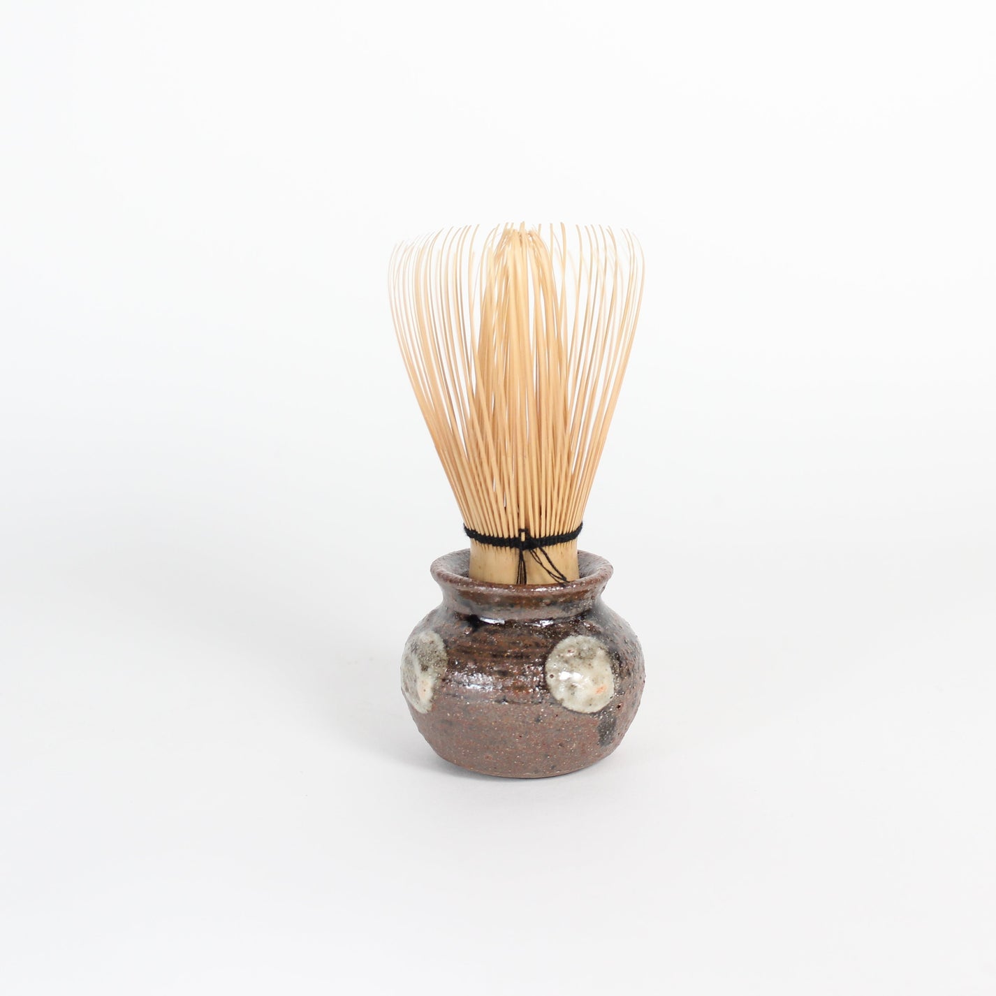 Japanese Yomitan-yaki Ceramic Mini Jar I/Chasen Holder I