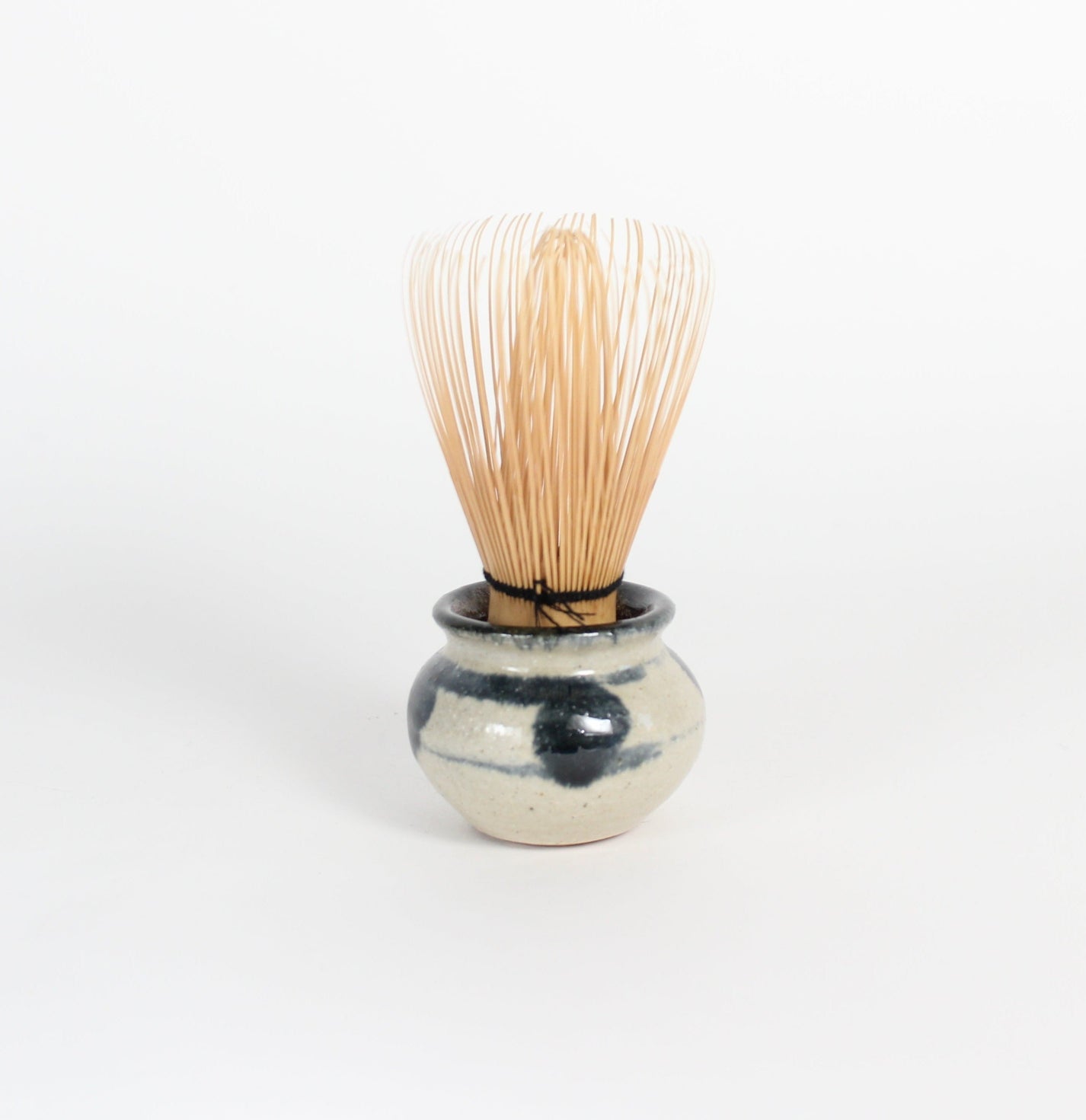 Japanese Yomitan-yaki Ceramic Mini Jar II/Chasen Holder