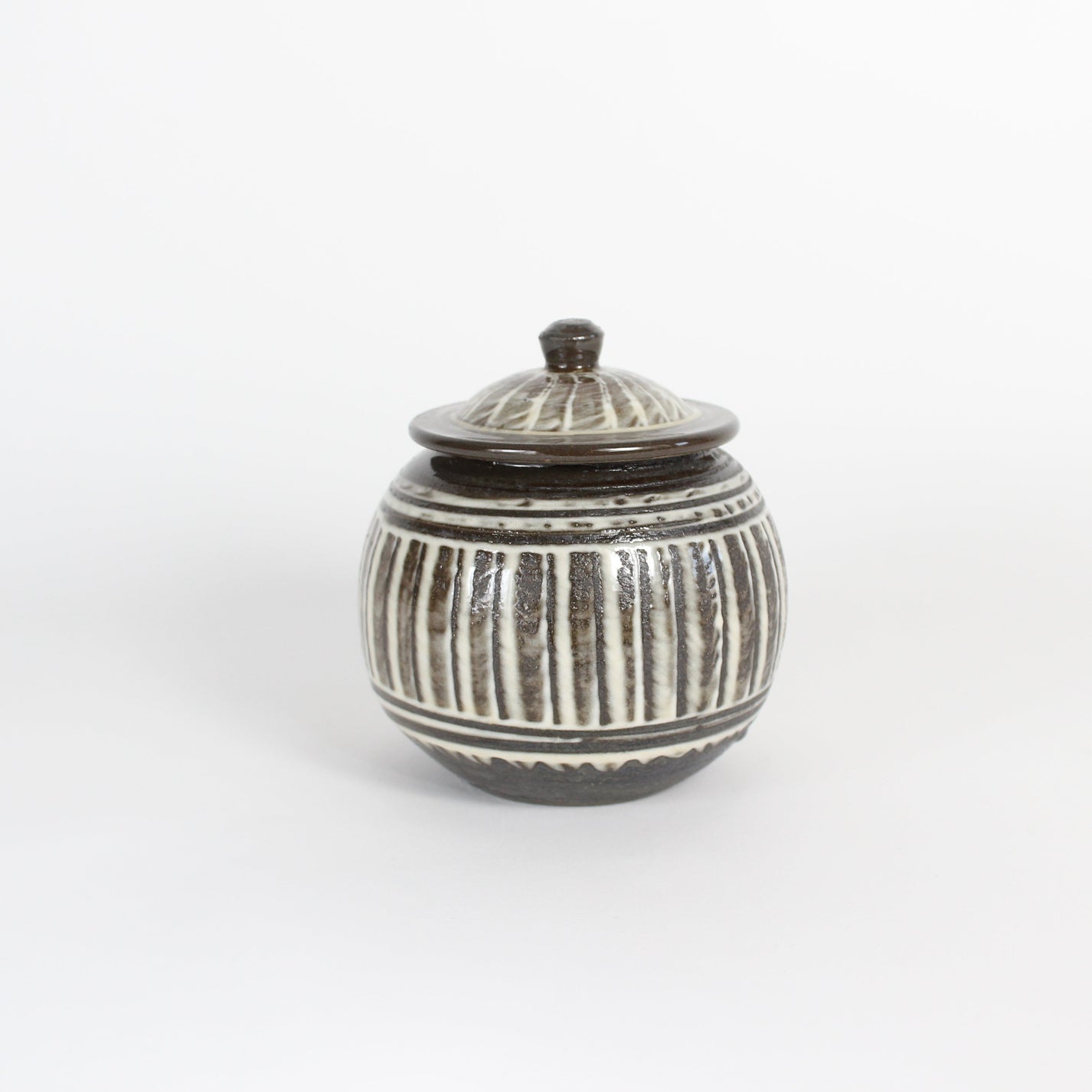 Japanese Onta-yaki Ceramic Lidded Jar
