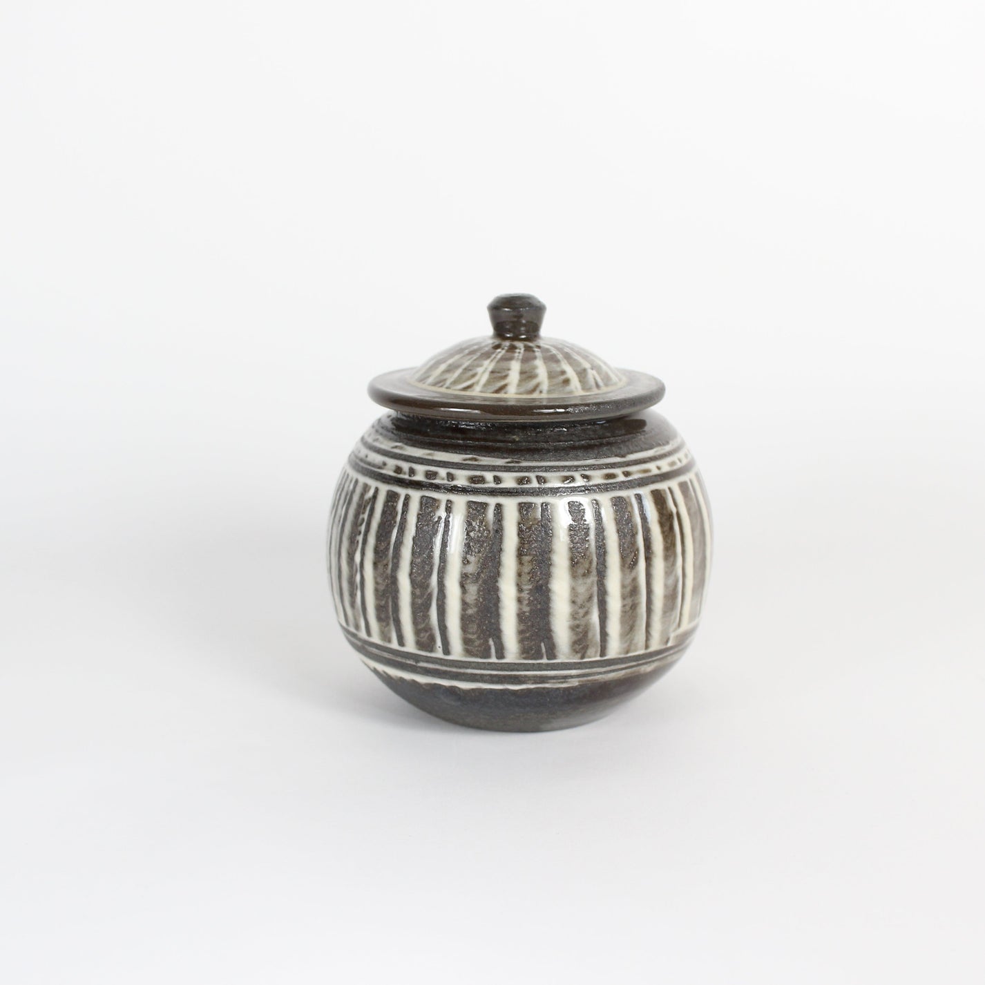 Japanese Onta-yaki Ceramic Lidded Jar