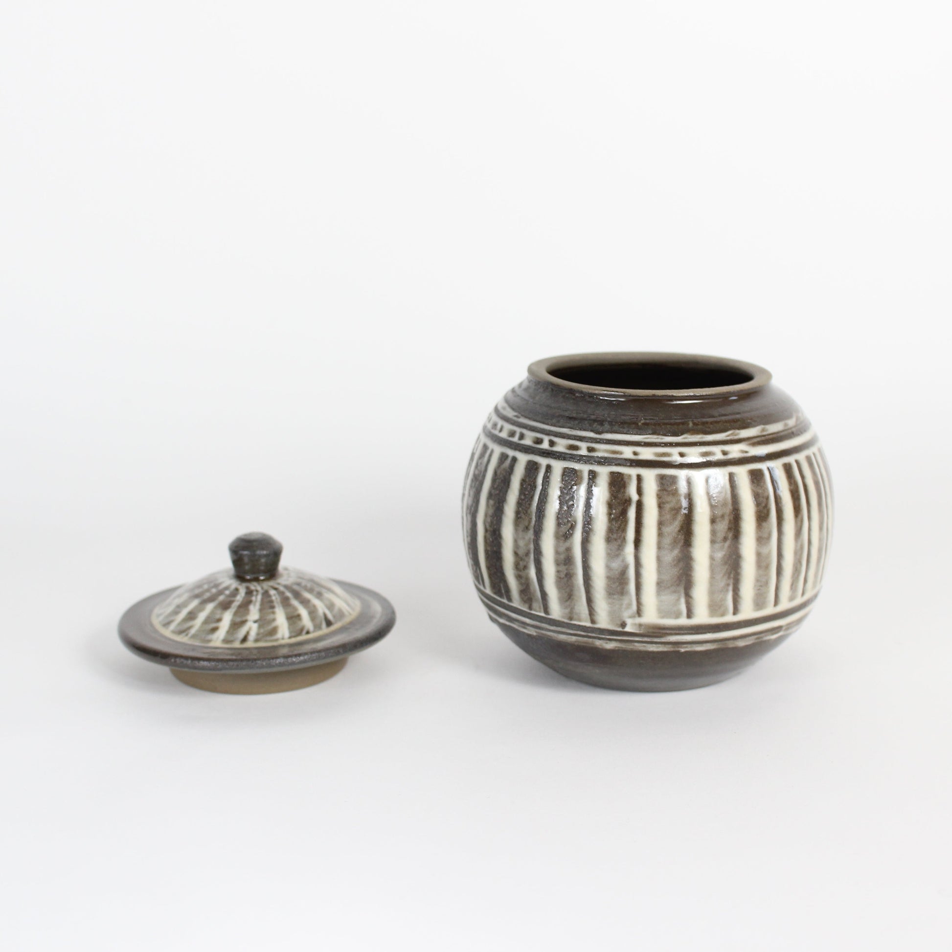 Japanese Onta-yaki Ceramic Lidded Jar