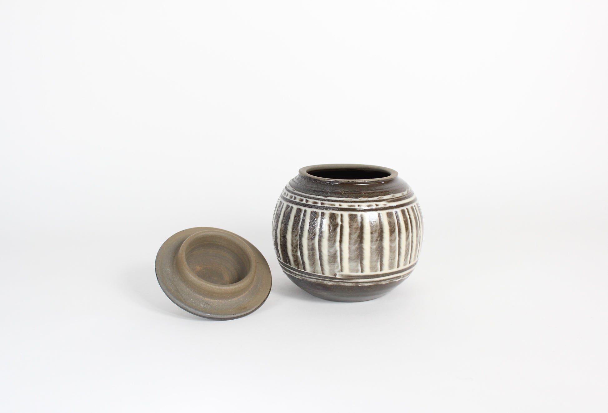 Japanese Onta-yaki Ceramic Lidded Jar
