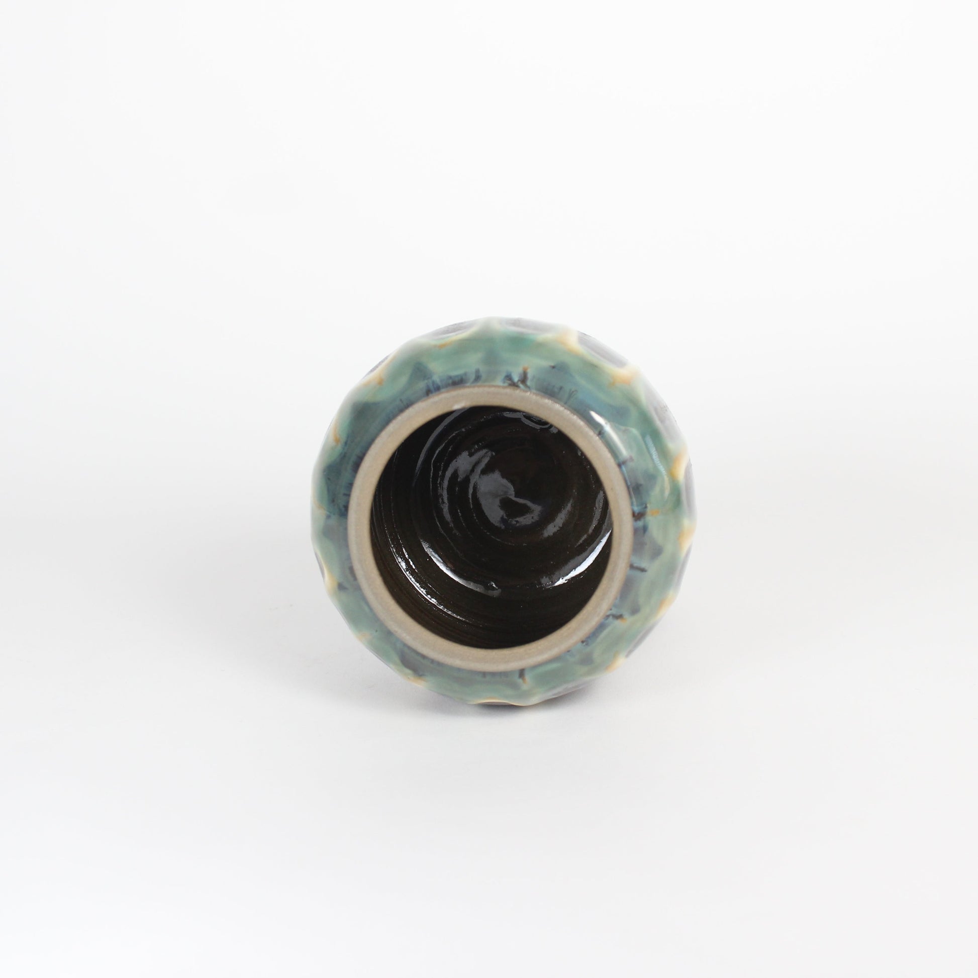 Japanese Onta-yaki Ceramic Lidded Jar, Dripping Glaze
