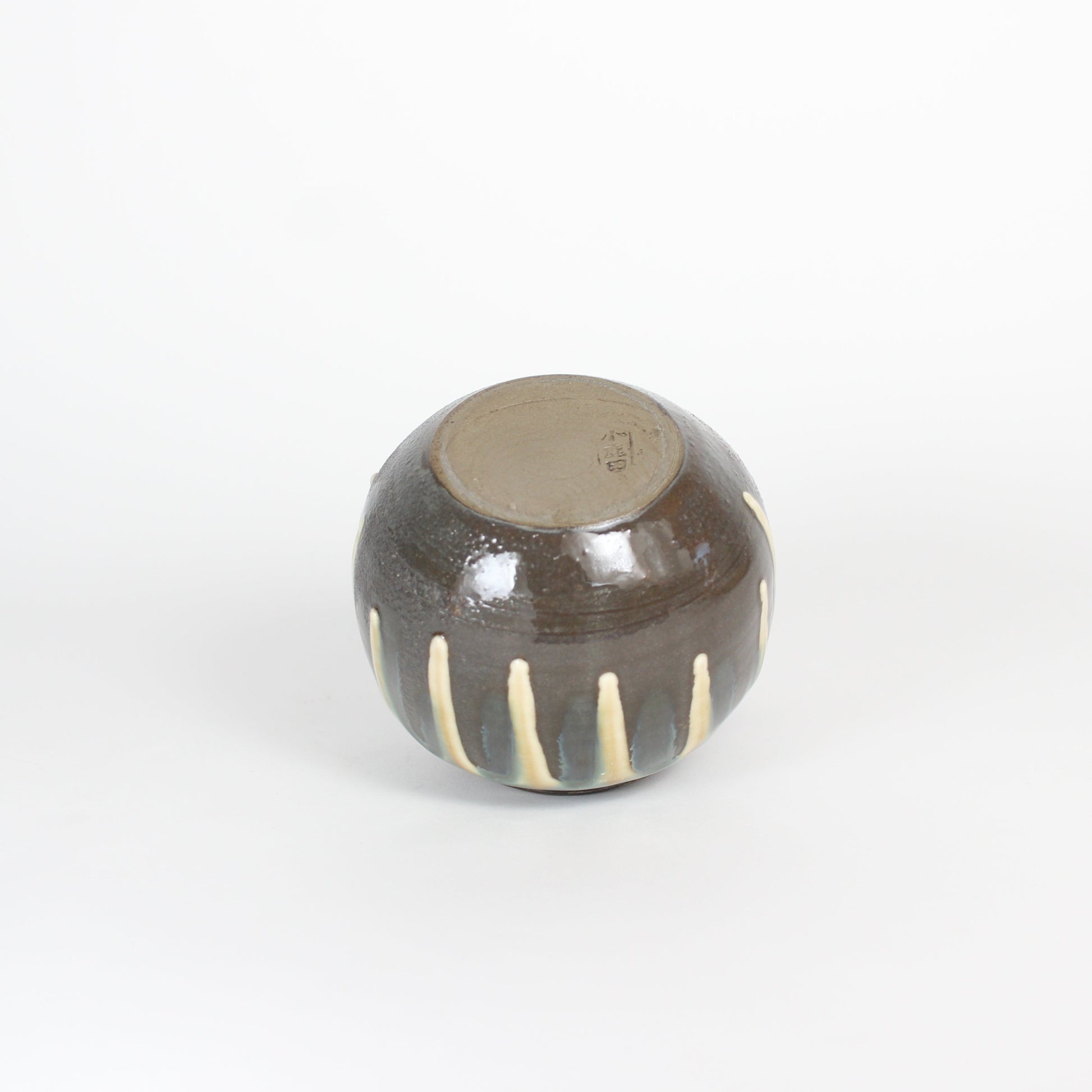 Japanese Onta-yaki Ceramic Lidded Jar, Dripping Glaze