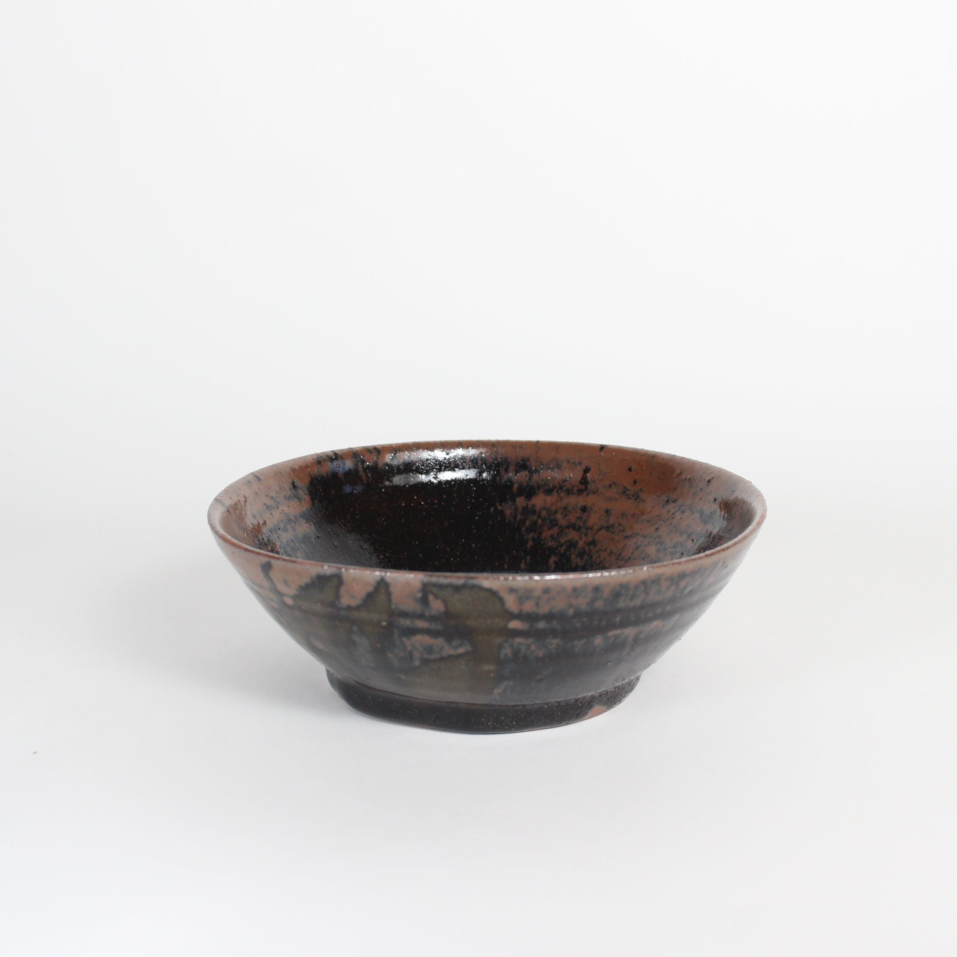 Japanese Black Glazed &quot;Figaki&quot; Ceramic Smudging Bowl