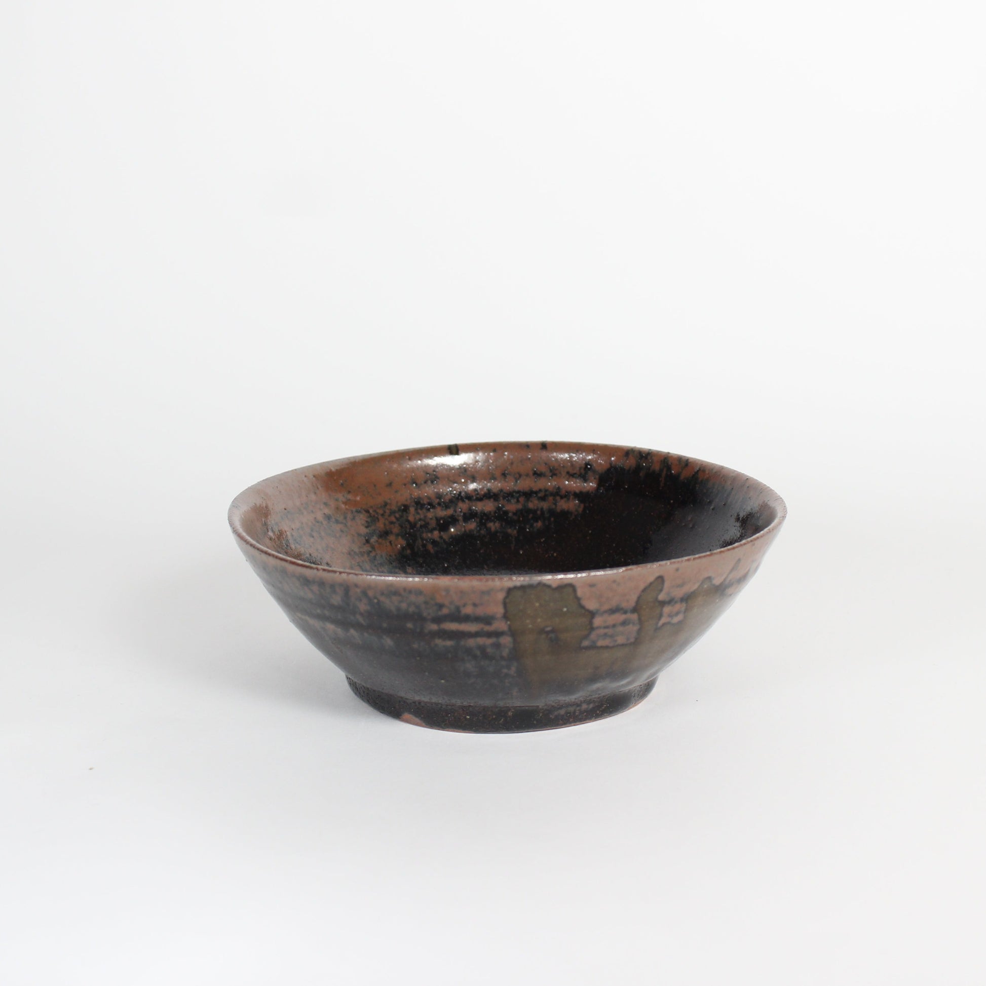 Japanese Black Glazed &quot;Figaki&quot; Ceramic Smudging Bowl