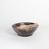 Japanese Black Glazed &quot;Figaki&quot; Ceramic Smudging Bowl