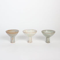 Korean Buncheong Ceramic High-Footed Martini Cup, Carved Stem