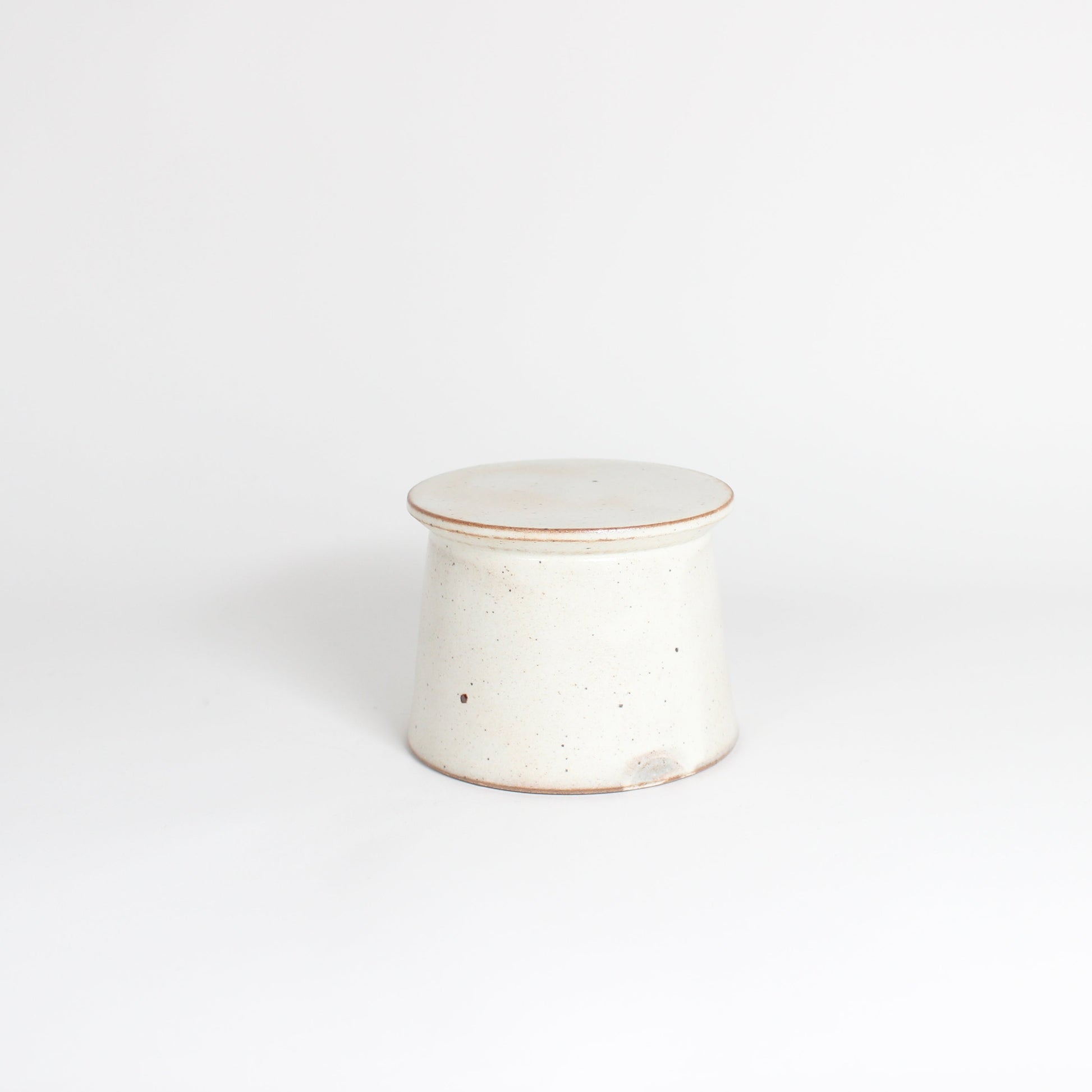 Korean Buncheong Ceramic High-Footed Round Plate, H 2.75&quot;